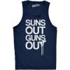 Mens Suns Out Guns Out Tank Funny Workout Tanks Hilarious Gym Shirt(Navy)