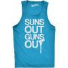 Mens Suns Out Guns Out Tank Funny Workout Tanks Hilarious Gym Shirt(Turquoise)