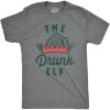 Mens The Drunk Elf T Shirt Funny Xmas Partying Drunken Elves Joke Tee for Guys(Dark Heather Grey – Drunkelf)