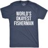Mens Worlds Okayest Fisherman T Shirt Funny Fathers Day Fishing Tee(Heather Navy)