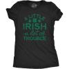 Womens A Little Irish A Lot of Trouble T Shirt Funny Saint Patrick’s Day Parade Graphic Novelty Tee for Ladies(Heather Black)