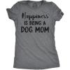 Womens Dog Mom and Cat Mom Funny T Shirts Cute Pet Tees for Women with Cats or Dogs(Dark Heather Grey – Happiness Dog Mom)