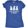 Womens Easily Distracted by Bunnies T Shirt Funny Rabbit Party Gift for Basket(Heather Royal)
