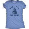 Womens Here for The Food T Shirt Funny Shark Novelty Great White Graphic Tee(Light Heather Blue)
