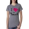 Womens I Love Sharks T Shirt Shark Bite Shirt Vintage Graphic Tee for Ladies(Dark Heather Grey)