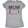Womens Mom Battery Low Funny Sarcastic Graphic Tired Parenting Mother T Shirt(Light Heather Grey)