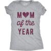 Womens Mom of The Year T Shirt Funny Mothers Day Family Graphic Tee(Light Heather Grey)