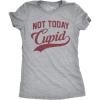 Womens Not Today Cupid T Shirt Funny Valentines Day Tee(Dark Heather Grey)