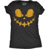 Womens Spooky and Funny Pumpkin Face Tees Halloween Jack O Lantern Tees for Womens(Heather Black – Skeletal)