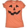 Womens Spooky and Funny Pumpkin Face Tees Halloween Jack O Lantern Tees for Womens(Orange – Block Teeth)