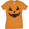 Womens Spooky and Funny Pumpkin Face Tees Halloween Jack O Lantern Tees for Womens(Orange – Earl)