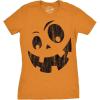 Womens Spooky and Funny Pumpkin Face Tees Halloween Jack O Lantern Tees for Womens(Orange – Silly)