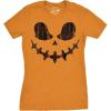 Womens Spooky and Funny Pumpkin Face Tees Halloween Jack O Lantern Tees for Womens(Orange – Skeletal)