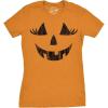 Womens Spooky and Funny Pumpkin Face Tees Halloween Jack O Lantern Tees for Womens(Orange – Wendy)