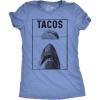 Womens Tacos Shark T Shirt Funny Jaws Tee for Ladies(Heather Light Blue)