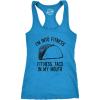Womens Tank Fitness Taco in My Mouth Tanktop Funny Shirt(Turquoise)