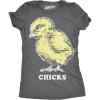 Womens Vintage Chicks Funny Cute Easter Sunday Holiday Retro Bunny T Shirt(Dark Heather Grey)