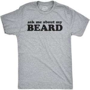 Ask Me About My Beard T Shirt Funny Flip Sarcastic Novelty Costume Idea Gag Cool(Light Heather Grey)