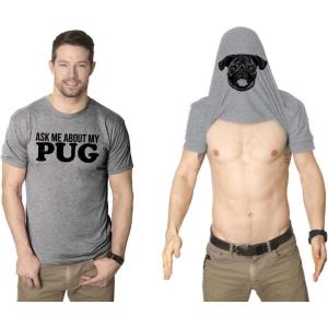 Ask Me About My Pug Face Flip T Shirt Funny Dog Dad Lover Owner Gift Hilarious(Light Heather Grey)