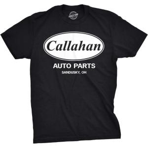 Crazy Dog Mens Callahan Auto Parts T Shirt Funny Graphic Novelty Tee(Black)