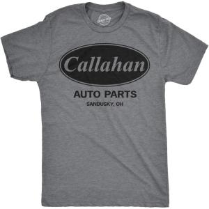 Crazy Dog Mens Callahan Auto Parts T Shirt Funny Graphic Novelty Tee(Dark Heather Grey)