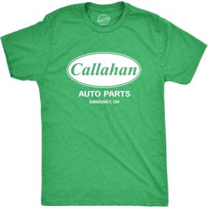 Crazy Dog Mens Callahan Auto Parts T Shirt Funny Graphic Novelty Tee(Heather Green)