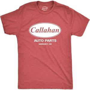 Crazy Dog Mens Callahan Auto Parts T Shirt Funny Graphic Novelty Tee(Heather Red)