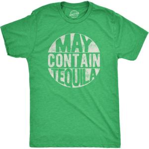 Crazy Dog Mens Funny Taco T Shirts Adult Humor Mexican Food Tees for Guys(Heather Green – Contain Tequila)