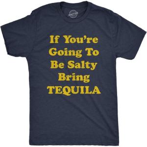 Crazy Dog Mens Funny Taco T Shirts Adult Humor Mexican Food Tees for Guys(Heather Navy – Salty)