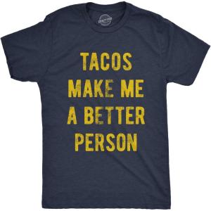 Crazy Dog Mens Funny Taco T Shirts Adult Humor Mexican Food Tees for Guys(Heather Navy – Taco Person)