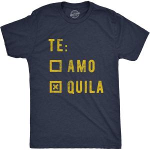 Crazy Dog Mens Funny Taco T Shirts Adult Humor Mexican Food Tees for Guys(Heather Navy – Te Amo)