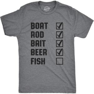 Crazy Dog Mens T Shirt Funny Fishing Joke Tees Novelty Fisherman Shirts(Dark Heather Grey – List)