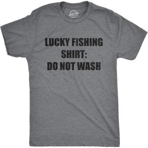 Crazy Dog Mens T Shirt Funny Fishing Joke Tees Novelty Fisherman Shirts(Dark Heather Grey – Lucky)