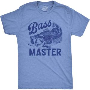 Crazy Dog Mens T Shirt Funny Fishing Joke Tees Novelty Fisherman Shirts(Light Heather Blue – Bass Master)