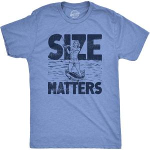 Crazy Dog Mens T Shirt Funny Fishing Joke Tees Novelty Fisherman Shirts(Light Heather Blue – Size Matters)