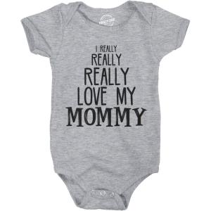 Crazy Dog T-Shirts Baby Really Really Love My Mommy Cute Funny Infant Creeper Bodysuit