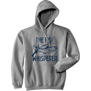 Crazy Dog T-Shirts Fishing Hoodies Funny and Sarcastic Unisex Hooded Sweatshirts for Fishermen(Heather Grey – Fish Whisperer)
