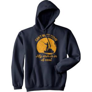 Crazy Dog T-Shirts Fishing Hoodies Funny and Sarcastic Unisex Hooded Sweatshirts for Fishermen(Navy – Arm in a Cast)