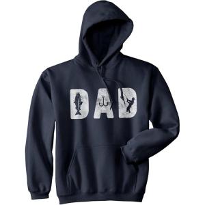 Crazy Dog T-Shirts Fishing Hoodies Funny and Sarcastic Unisex Hooded Sweatshirts for Fishermen(Navy – Dad Fishing)