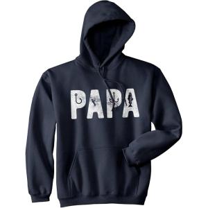 Crazy Dog T-Shirts Fishing Hoodies Funny and Sarcastic Unisex Hooded Sweatshirts for Fishermen(Navy – Papa Fishing)