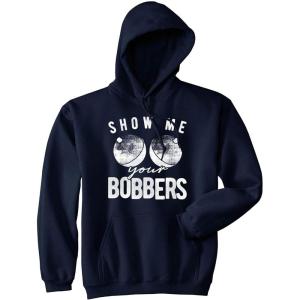 Crazy Dog T-Shirts Fishing Hoodies Funny and Sarcastic Unisex Hooded Sweatshirts for Fishermen(Navy – Show Bobbers)