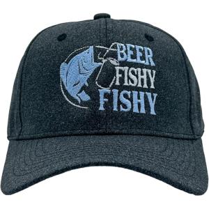 Crazy Dog T-Shirts Funny Fishing Hats Hilarious Fish Graphic Caps(Black – Beer Fishy Fishy)