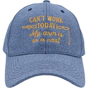 Crazy Dog T-Shirts Funny Fishing Hats Hilarious Fish Graphic Caps(Blue – My Arm is in a Cast)