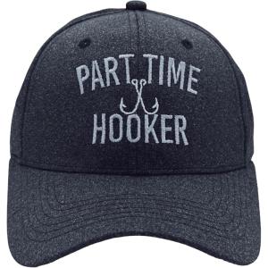 Crazy Dog T-Shirts Funny Fishing Hats Hilarious Fish Graphic Caps(Heather Black – Part Time Hooker)