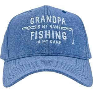 Crazy Dog T-Shirts Funny Fishing Hats Hilarious Fish Graphic Caps(Heather Navy – Fishing)