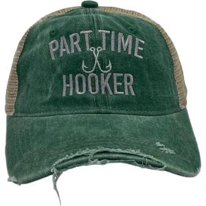 Crazy Dog T-Shirts Funny Fishing Hats Hilarious Fish Graphic Caps(Trucker Green – Part Time Hooker)