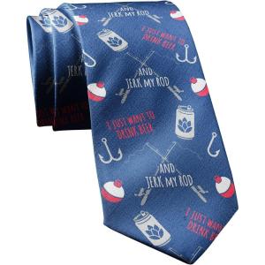 Crazy Dog T-Shirts Funny Sports Ties for Men Novelty Graphic Ties for Golf Fishing and Exercise Guys(Jerk Rod)