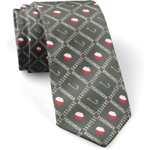 Crazy Dog T-Shirts Funny Sports Ties for Men Novelty Graphic Ties for Golf Fishing and Exercise Guys(Okayest Fisherman)
