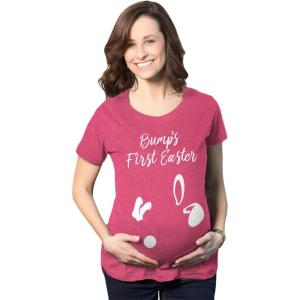 Crazy Dog T-Shirts Maternity Bumps First Easter T Shirt Cute Announcement Pregnancy Spring Shower