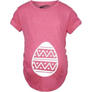 Crazy Dog T-Shirts Maternity Easter Egg Baby Bump T Shirt Its A Girl Pregnancy Announcement Tee(Pink)